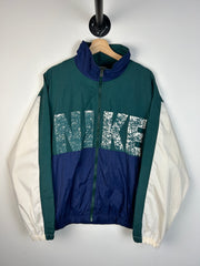 Vintage 90's Nike Spellout Green & Navy Windbreaker