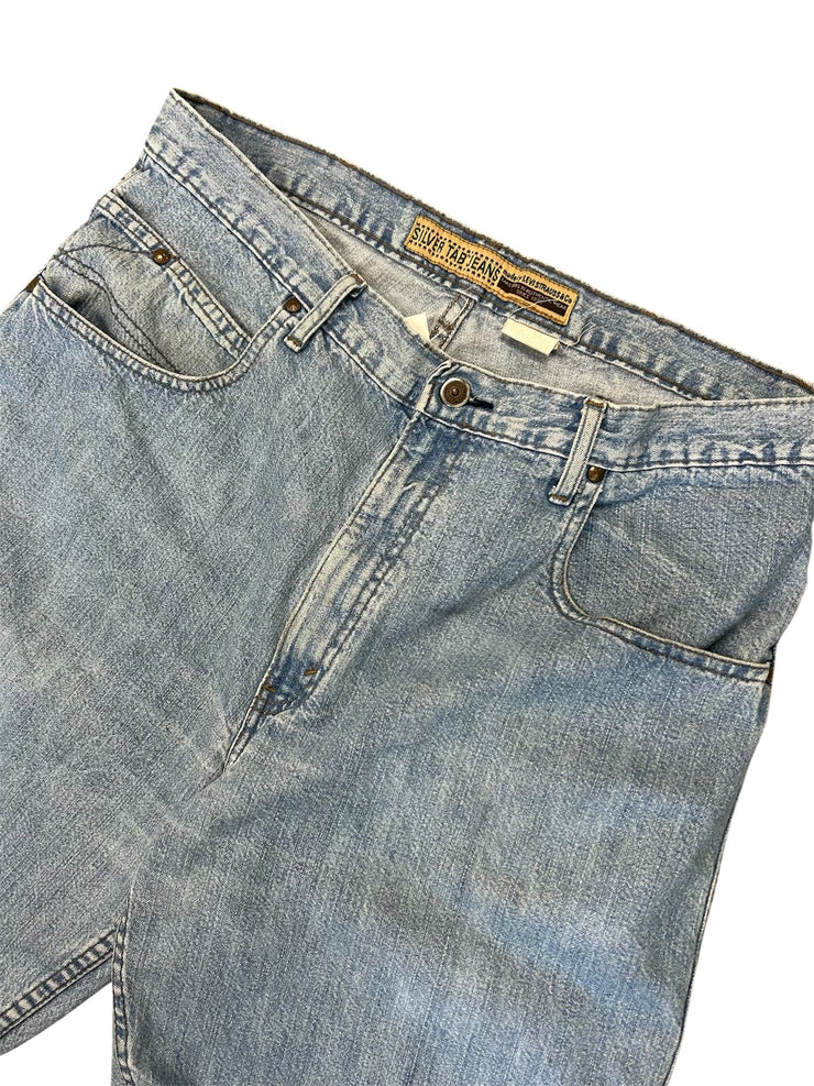 Vintage 90s Levis Silver Tab Patch Light Wash Blue Denim Jeans