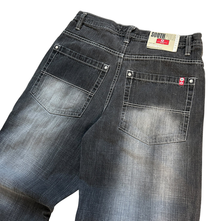 Vintage Y2K South Pole Red Tab Baggy Washed Black Denim Jeans