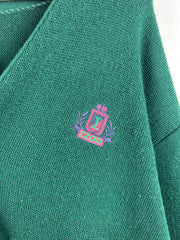 Vintage 80s Izod Golf Green Knit Cardigan Sweater