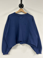 Vintage 90's Nike Navy Tonal Mini Swoosh Women’s Cropped Crewneck