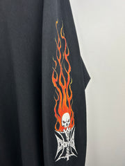 Vintage 2003 West Coast Choppers Flames Skull Black Long Sleeve