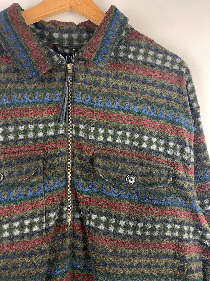Vintage Chaps Aztec Multi Colour Half Zip Fleece Sweater