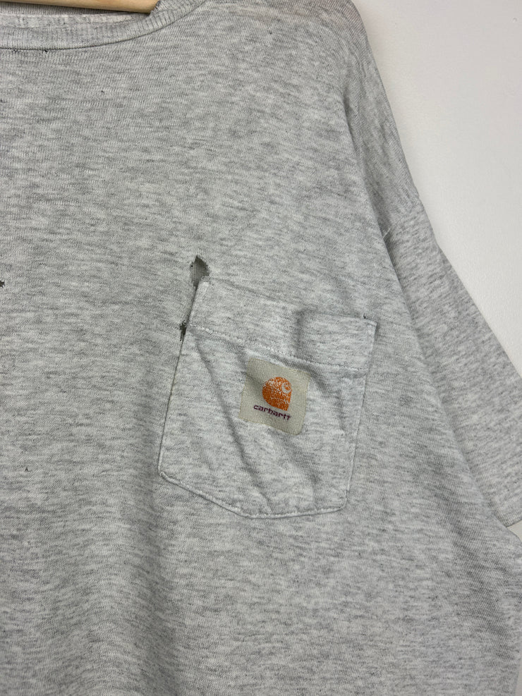 Vintage 90s Carhartt Thrashed Grey Pocket Tee