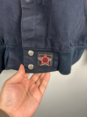 Vintage 90s Jeff Hamilton Pepsi Leather Navy Varsity Jacket