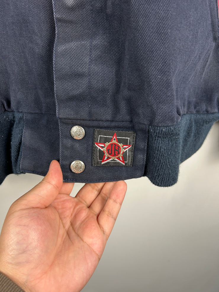 Vintage 90s Jeff Hamilton Pepsi Leather Navy Varsity Jacket