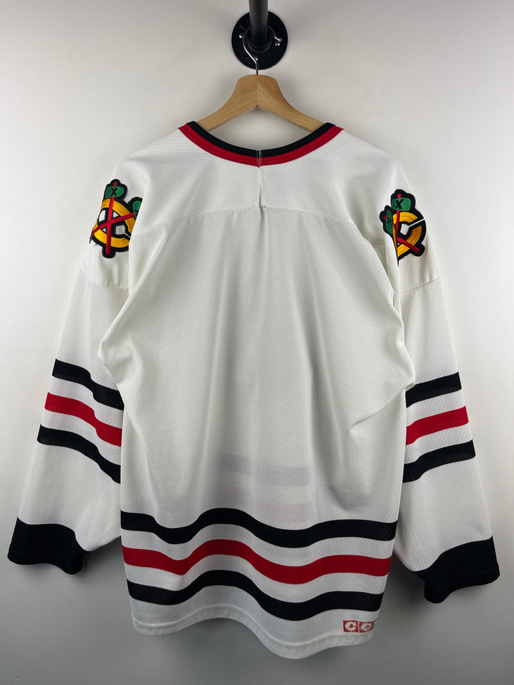 Vintage 90s NHL CCM Chicago Blackhawks White Hockey Jersey