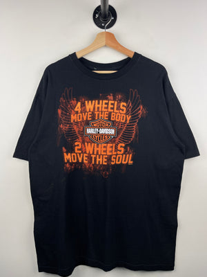 Vintage Harley Davidson 4 Wheels Move The Body Kitchener Black Tee