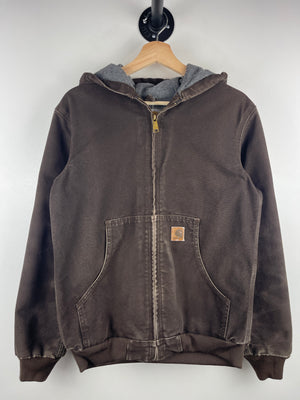Vintage Carhartt Active Fleece Lined Dark Brown Hooded Work Jacket
