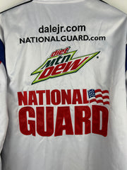 Vintage Nascar Chase Dale Jr National Guard Satin White Racing Jacket