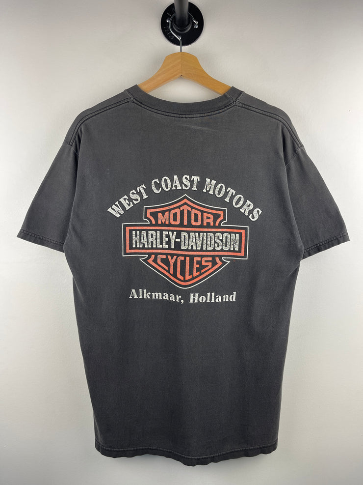Vintage 2000 Harley Davidson Feel The Heat Holland Faded Black Tee