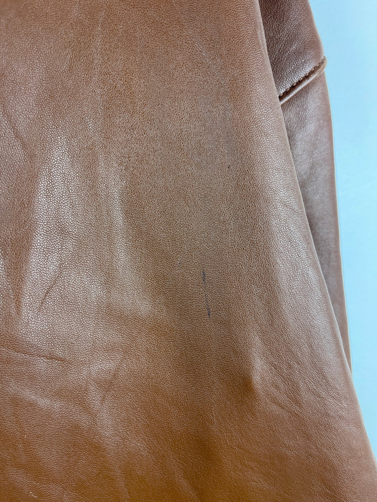 Vintage 90s Pierre Cardin Brown Leather Bomber Jacket