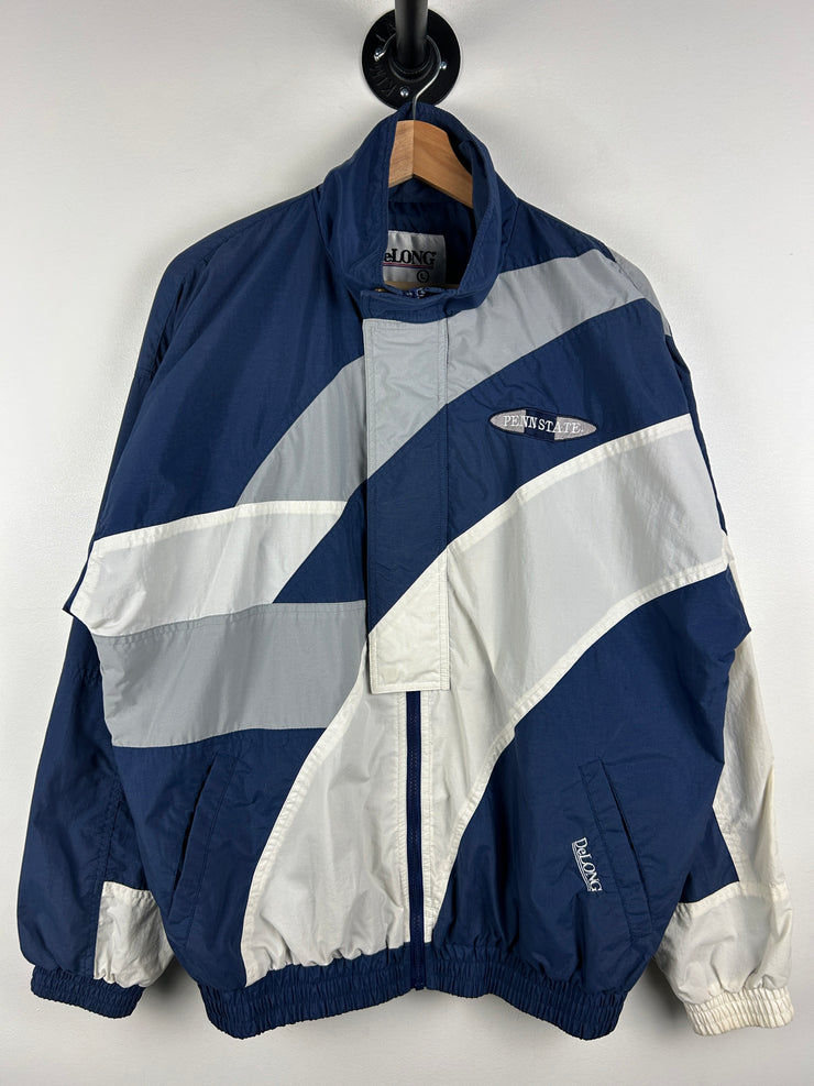 Vintage 90s Delong Penn State Navy & White Windbreaker