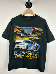 Vintage 90s Nascar Chase Rusty Wallace Miller Lite Black Tee