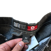 Vintage Y2K South Pole Embroidered Baggy Washed Black Denim Jeans