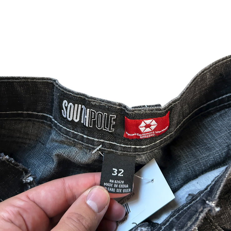 Vintage Y2K South Pole Embroidered Baggy Washed Black Denim Jeans