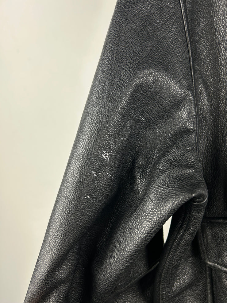 Vintage 90s St Johns Bay Black Leather Flight Bomber Jacket