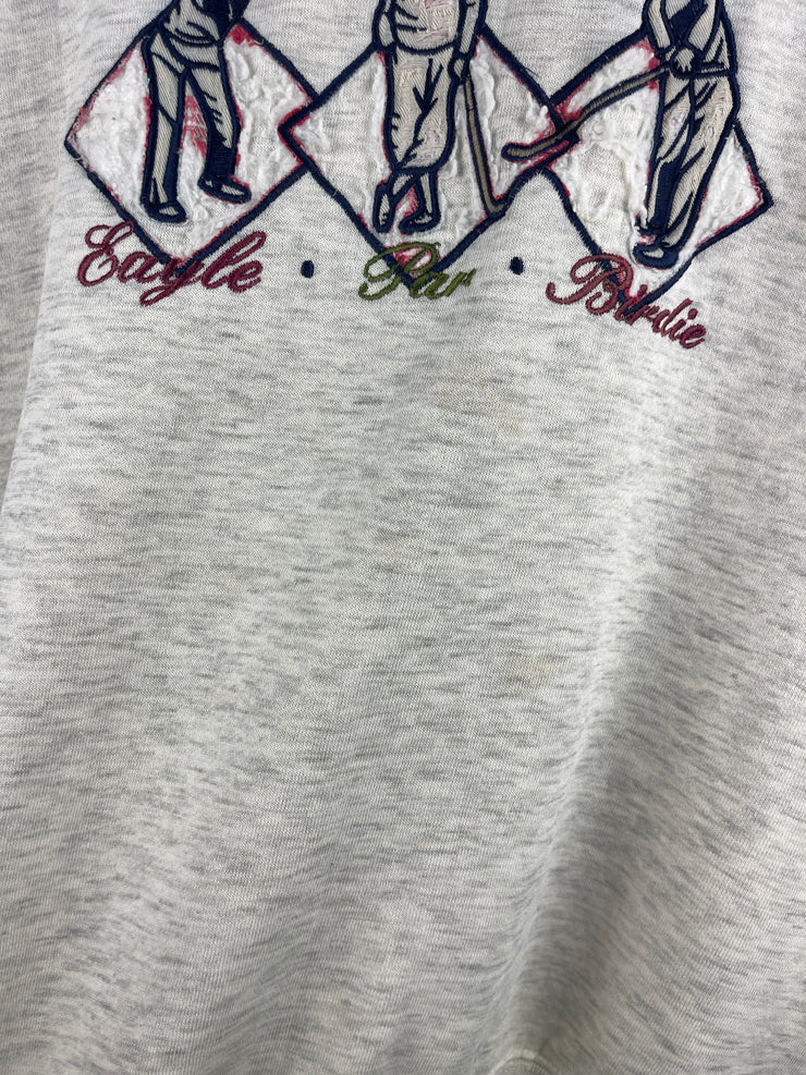 Vintage 90s Golf Eagle Par Birdie Embroidered Grey Crewneck