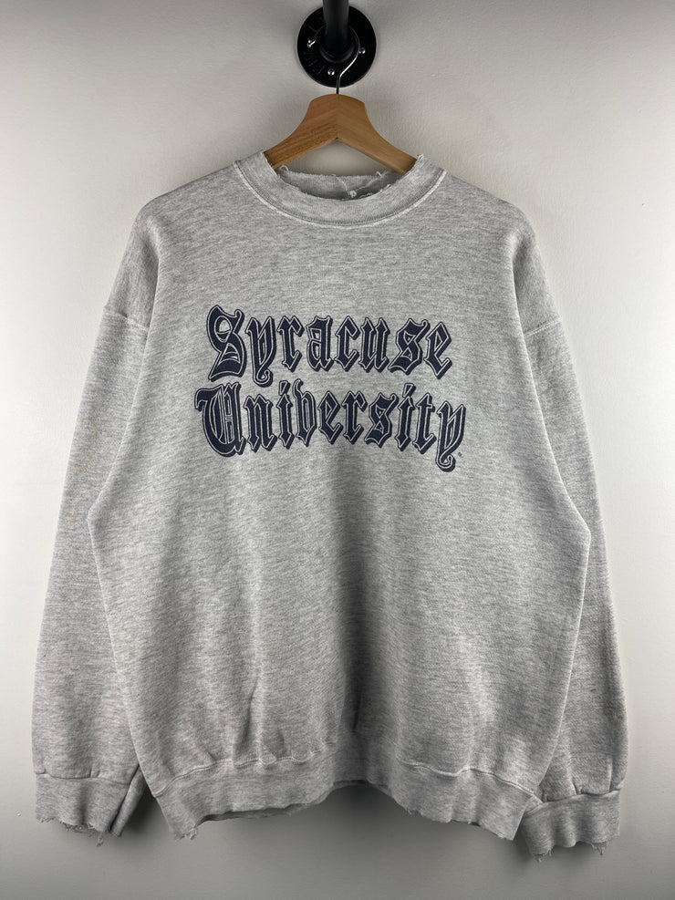 Vintage 90s Syracuse University Old English Spellout Grey Crewneck