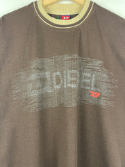 Diesel Spellout Brown & Cream Tee