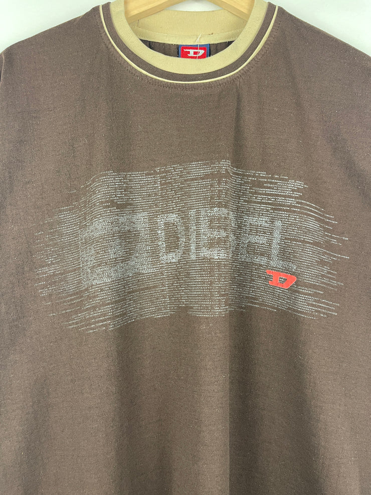 Diesel Spellout Brown & Cream Tee