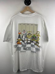 Vintage 90s Looney Tunes Locker Room Football White Tee
