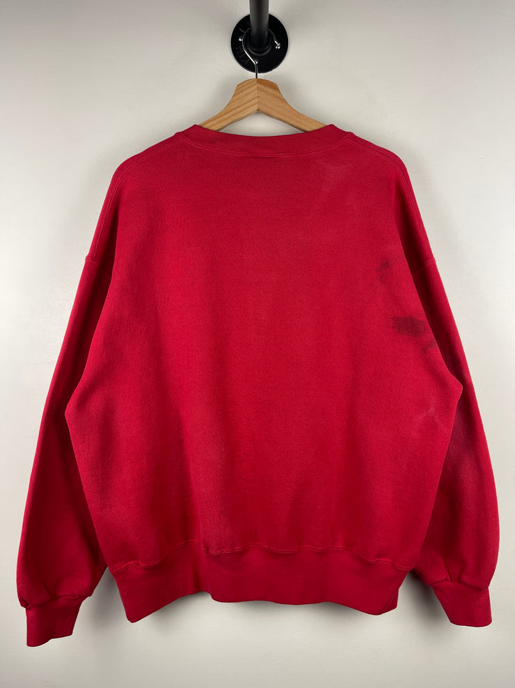 Vintage 90s Dalmatian Dog Fire Fighter Red Crewneck