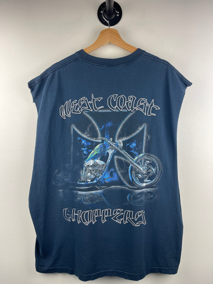 Vintage West Coast Choppers Motorcycle Navy Cut Off Tank Top