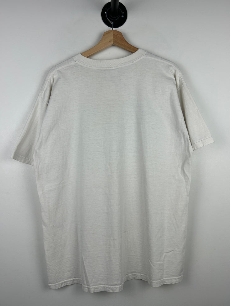 Vintage 90s Punch You In The Eye Pop Culture Art White Tee