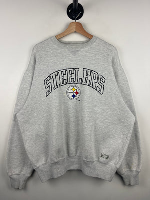 Vintage 90s NFL Logo 7 Pittsburgh Steelers Embroidered Grey Crewneck