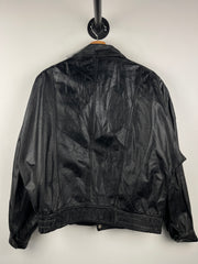 Vintage 90s Byrnes & Baker Black Leather Bomber Jacket