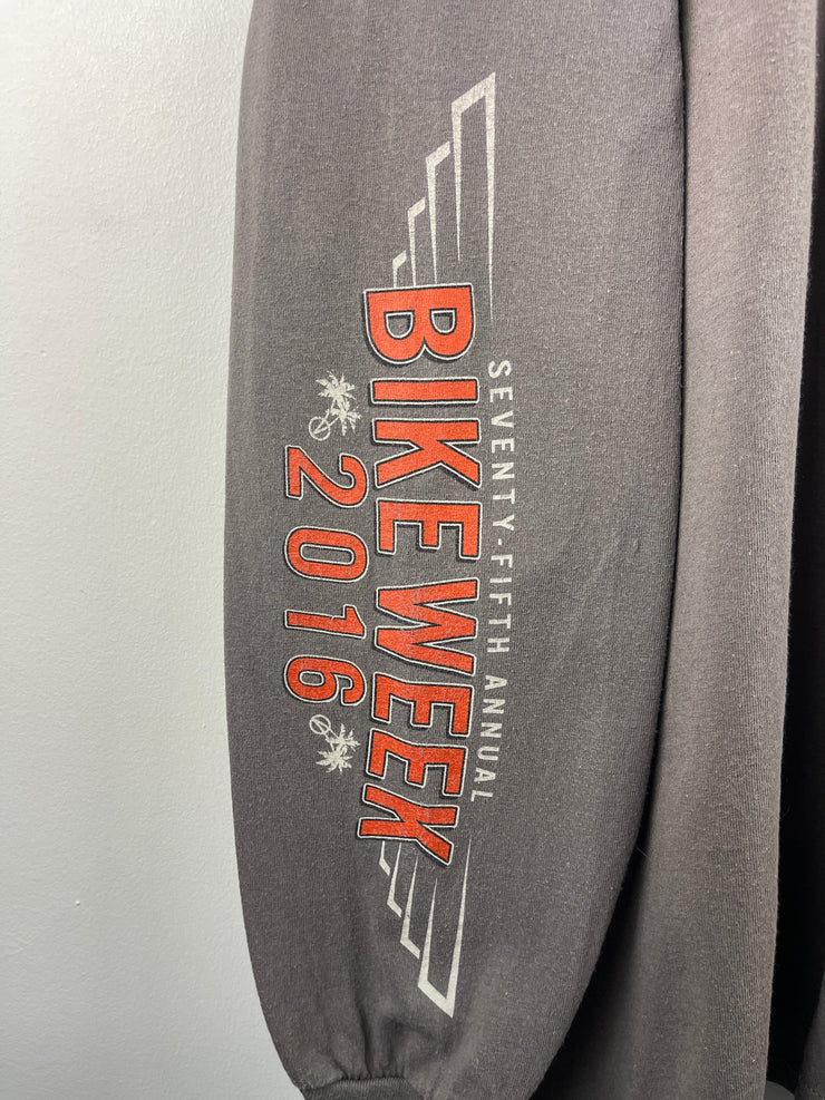 Vintage Harley Davidson Bike Week Daytona Beach Grey Long Sleeve