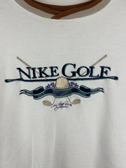 Vintage 90s Nike Golf Embroidered White & Brown Crewneck