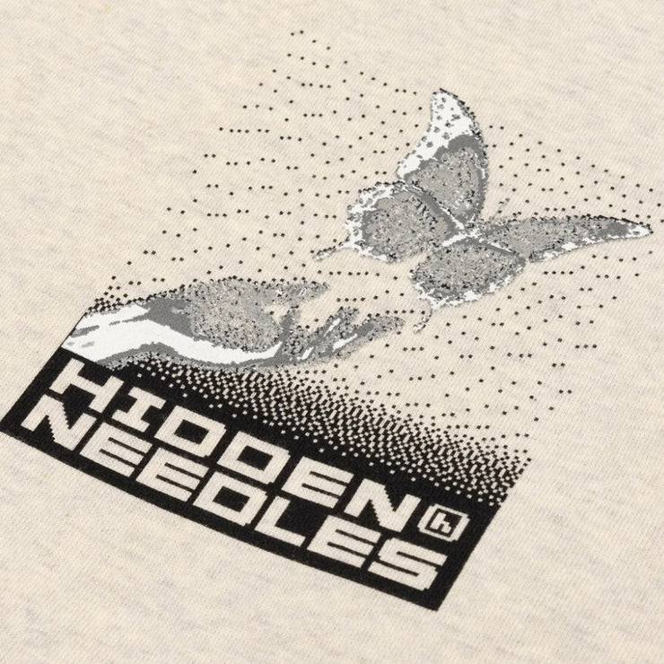 Hidden NY X Needles Pixel Butterfly H Logo Oatmeal Hoodiea