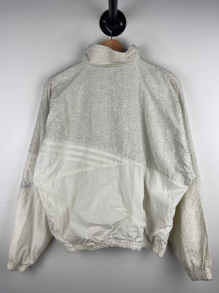 Vintage 90s Adidas Trefoil 3 Stripe White Windbreaker