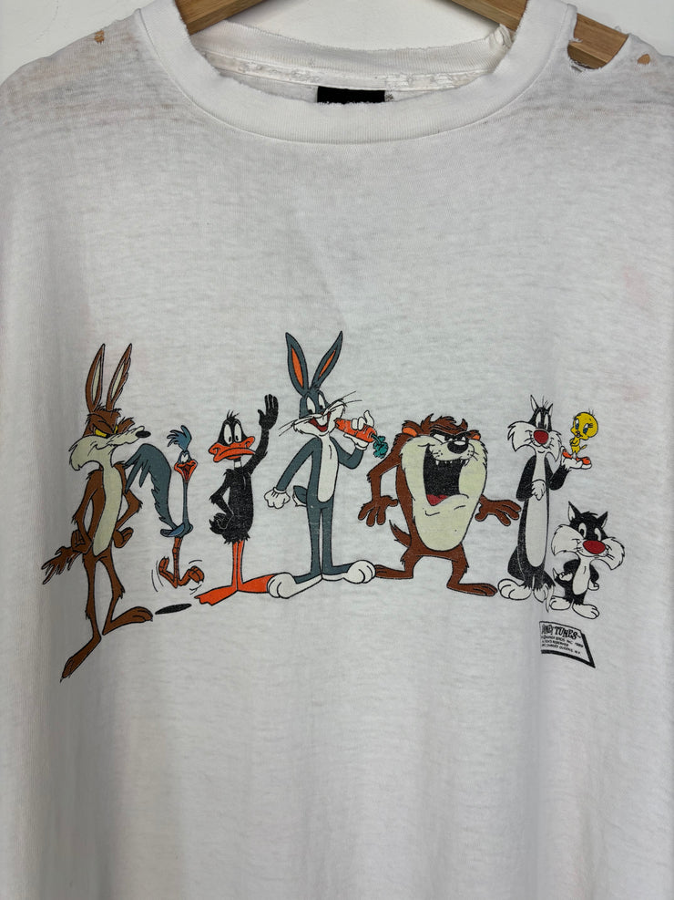 Vintage 1989 Looney Tunes Group White Tee