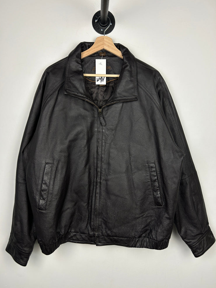 Vintage St. Johns Bay Brown Cropped Leather Bomber Jacket