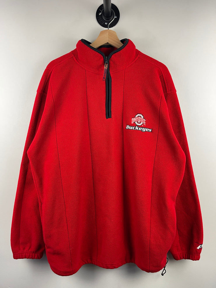 Vintage 90s Pro Player Ohio State Buckeyes Quarter Zip Red Fleece Sweater