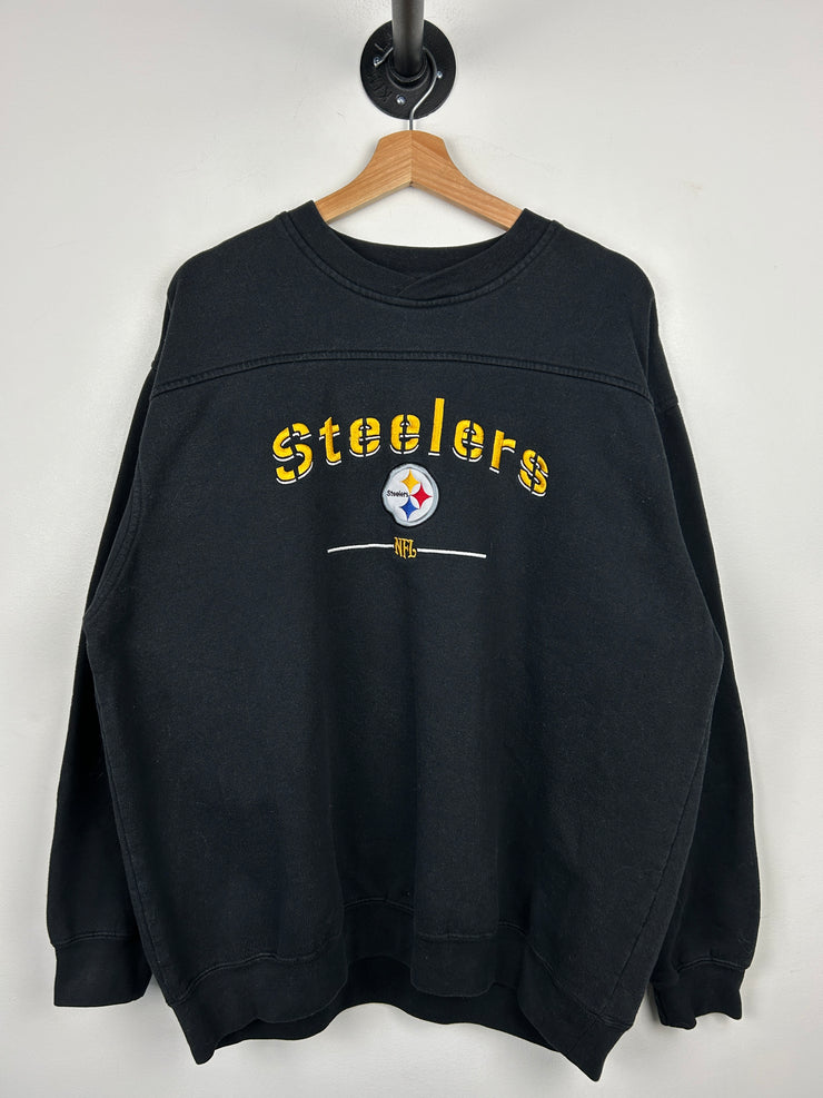 Vintage NFL Pittsburgh Steelers Embroidered Black Crewneck