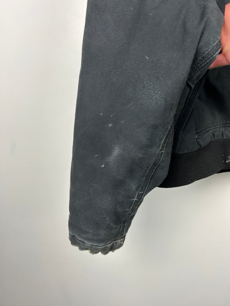 Vintage Walls Faded Black Fleece Lined Hooded Work Jacket