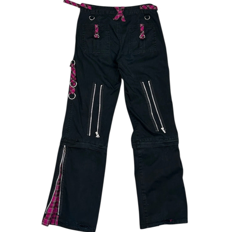 Vintage Tripp NYC Black & Hot Pink Plaid Flared Bondage Rave Women&