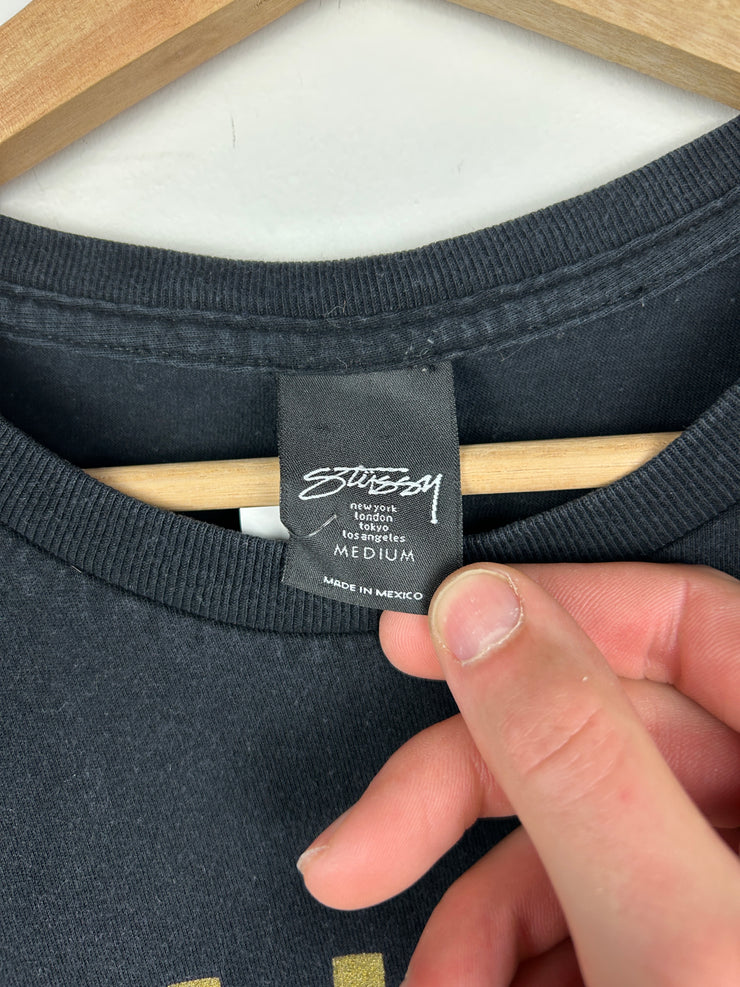 Stussy N4 Red & Green Stripe Black Tee