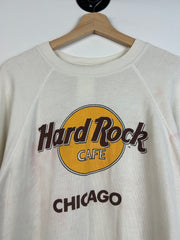 Vintage 80's Hard Rock Café Chicago White Crewneck