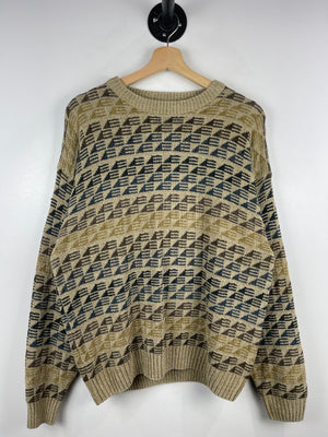 Vintage 90s Dockers Pattern Beige Knit Sweater