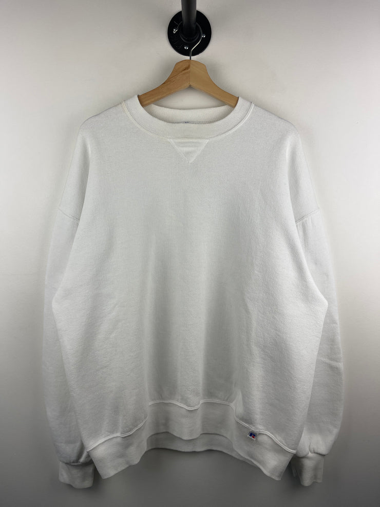 Vintage 90s Russell Athletic Blank White Crewneck