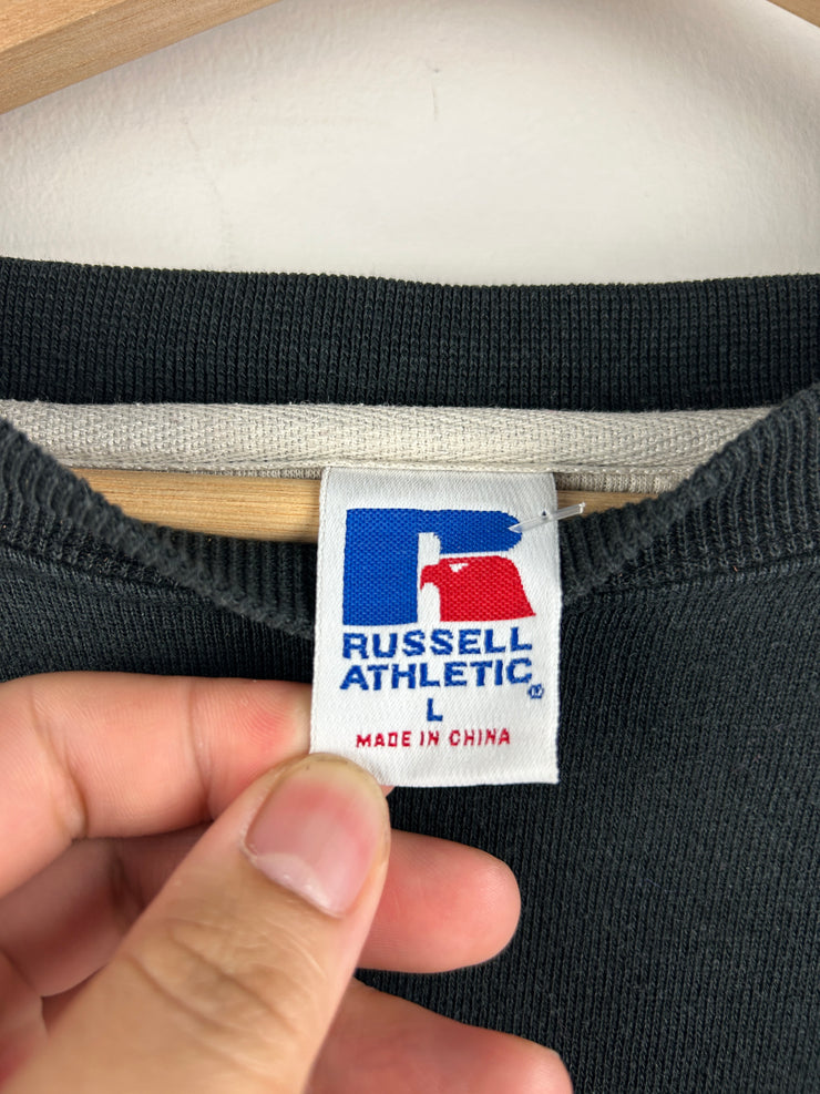 Vintage 90s Russell Athletic Colour Block Black & Grey Crewneck
