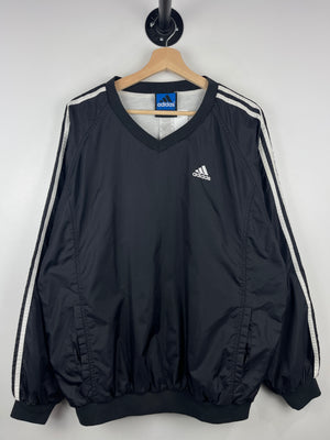 Vintage 90s Adidas 3 Stripe Black Pullover Windbreaker