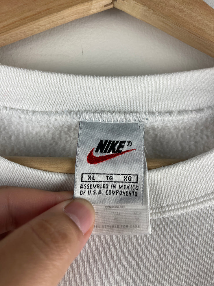 Vintage 90s Nike Mini Swoosh White Crewneck
