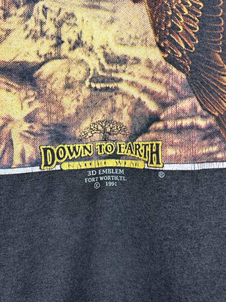 Vintage 90s 3D Emblem Keep The Eagle Flying Black Tee