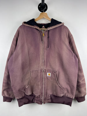 Vintage Carhartt Active Faded Plum Hooded Work Jacket W1J30 DPM